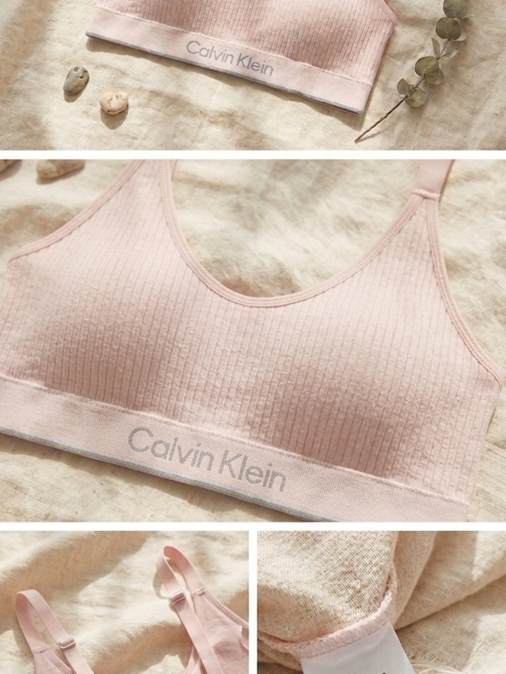 Calvin Klein Light Pink Ribbed Seamless Bralette